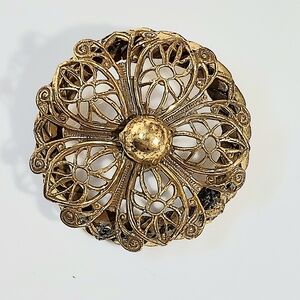 Vintage Gold Filigree Metal Button